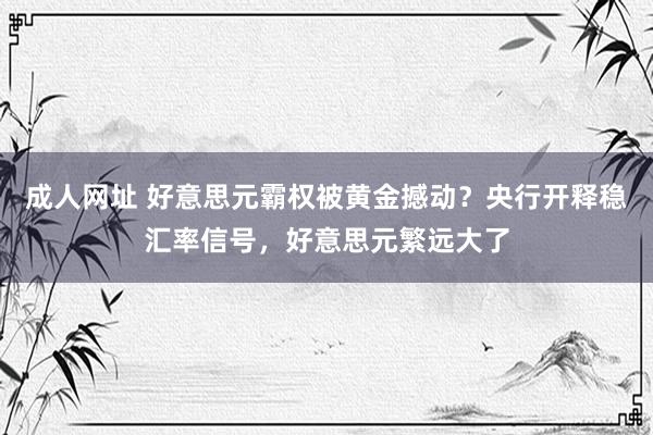 成人网址 好意思元霸权被黄金撼动？央行开释稳汇率信号，好意思元繁远大了