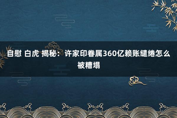自慰 白虎 揭秘：许家印眷属360亿赖账缱绻怎么被糟塌