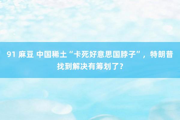 91 麻豆 中国稀土“卡死好意思国脖子”，特朗普找到解决有筹划了？