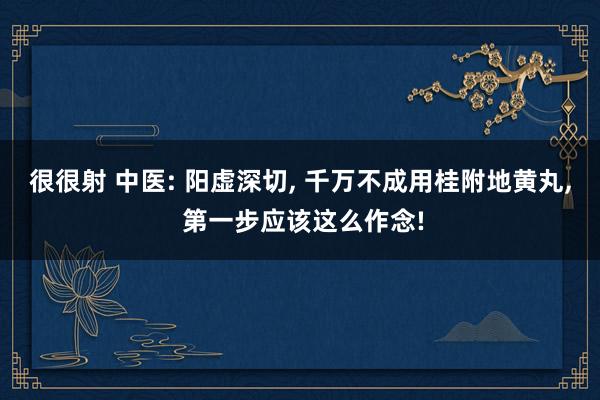 很很射 中医: 阳虚深切, 千万不成用桂附地黄丸, 第一步应该这么作念!