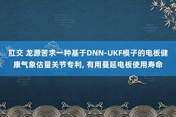 肛交 龙源苦求一种基于DNN-UKF模子的电板健康气象估量关节专利, 有用蔓延电板使用寿命