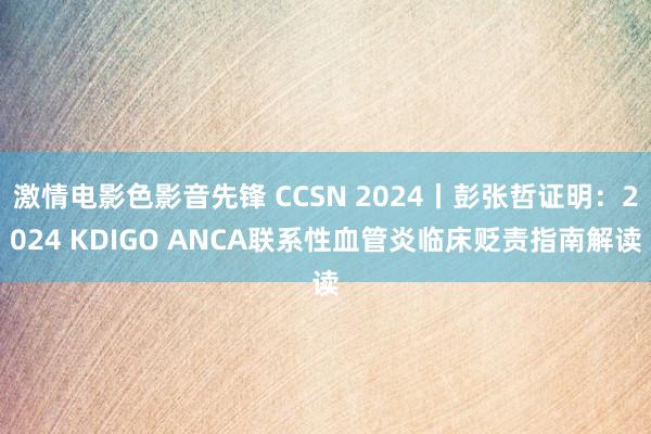 激情电影色影音先锋 CCSN 2024丨彭张哲证明：2024 KDIGO ANCA联系性血管炎临床贬责指南解读